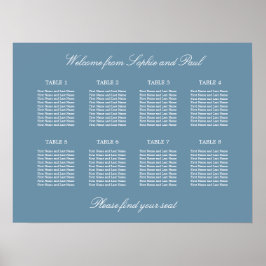 Dusty Blue 8 Table Wedding Chart Poster