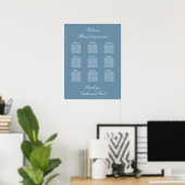 Dusty Blue 9 Table Wedding Chart Poster (Heimbüro)