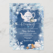 Dusty Blue A Baby wird Baby Dusche zu Weihnachten Einladung (Vorne/Hinten)