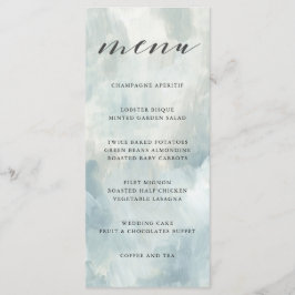 Dusty Blue Abstrakt Brushstrokes Wedding Menu Menükarte