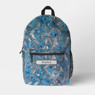 Dusty Blue Abstrakt Printed Backpack Bedruckter Rucksack