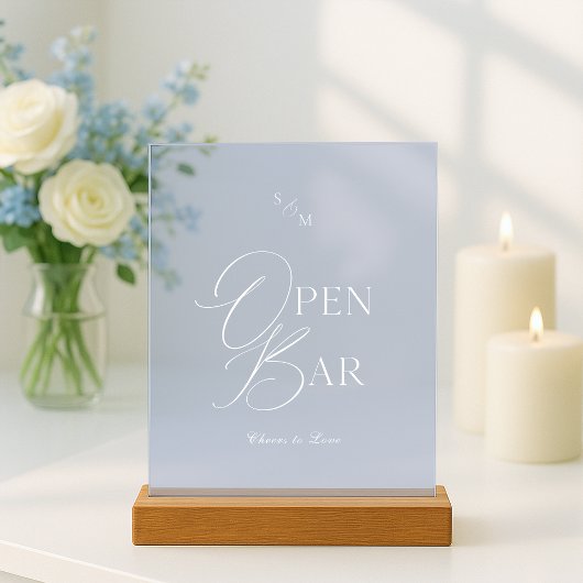 Dusty Blue Acrylic Open Bar Wedding Sign Acrylschild