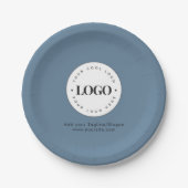 Dusty Blue Add Custom Business Company Logo-Party Pappteller (Vorderseite)