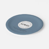 Dusty Blue Add Custom Business Company Logo-Party Pappteller (Schrägansicht)