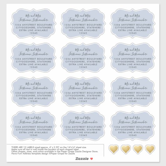Dusty Blue Addressed Mailing Labels Bracket Form (Blatt)