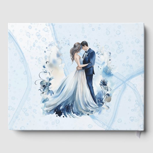 Dusty Blue Alcohol Bride & Groom Wedding Gästebuch (Rückseite)
