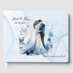 Dusty Blue Alcohol Bride & Groom Wedding Gästebuch