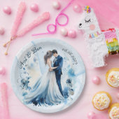 Dusty Blue Alcohol Bride & Groom Wedding Pappteller (Party)