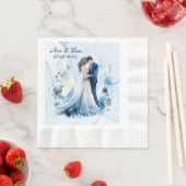 Dusty Blue Alcohol Bride & Groom Wedding Serviette (Beispiel)