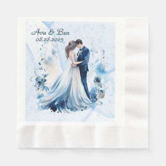 Dusty Blue Alcohol Bride & Groom Wedding Serviette (Vorderseite)