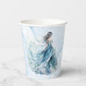 Dusty Blue Alcohol Ink Bridge Brautparty Pappbecher (Rückseite)