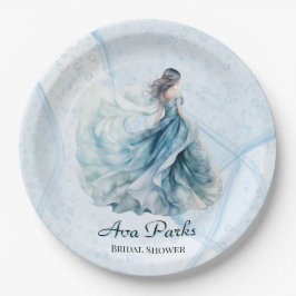 Dusty Blue Alcohol Ink Bridge Brautparty Pappteller