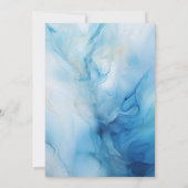 Dusty Blue Alcohol Ink Wedding Einladung (Rückseite)