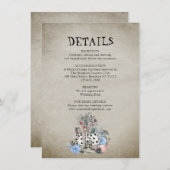 Dusty Blue Alice im Wunderland Wedding Details Begleitkarte (Vorne/Hinten)