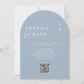 Dusty Blue All in one monogram QR Code Wedding Einladung (Rückseite)
