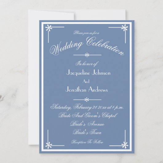 Dusty Blue All In One RSVP Email Website Wedding Einladung (Vorderseite)