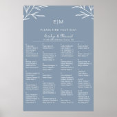Dusty Blue Alphabetical Wedding Seating Chart Poster (Vorne)