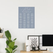 Dusty Blue Alphabetical Wedding Seating Chart Poster (Heimbüro)