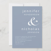 Dusty Blue Ampersand und Typografie Wedding Einladung (Vorderseite)