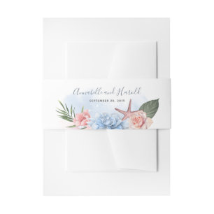 Dusty Blue and Blush Beach Wedding Einladungsbanderole