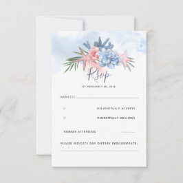 Dusty Blue and Blush Beach Wedding UAWG RSVP Karte