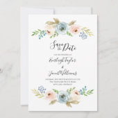 Dusty Blue and Blush Foto Wedding Save the Date (Vorderseite)