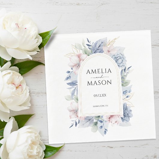 Dusty Blue and Blush Pink Floral Arch Wedding Serviette