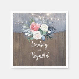 Dusty Blue and Blush Rustic Country Wedding Serviette