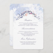 Dusty Blue and Blush Wedding Information Guest Begleitkarte (Vorne/Hinten)
