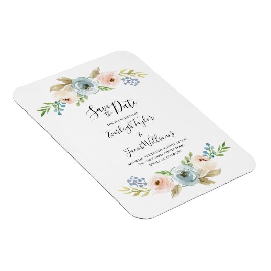 Dusty Blue and Blush Wedding Save the Date Magnet (Rechte Seite)