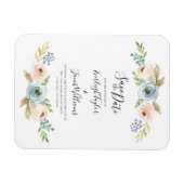 Dusty Blue and Blush Wedding Save the Date Magnet (Horizontal)