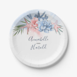Dusty Blue and Blush Zielhochzeit Pappteller
