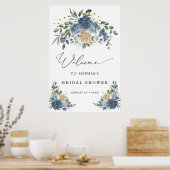 Dusty Blue and Champagne Bridal Shower Welcome Poster (Küche)