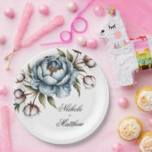 Dusty Blue and Cotton Wedding Pappteller (Party)