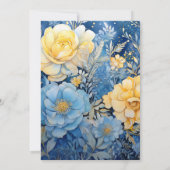 Dusty Blue and Gold Floral Wedding Einladung (Rückseite)