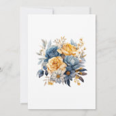 Dusty Blue and Gold Floral Wedding Einladung (Rückseite)