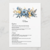 Dusty Blue and Gold Floral Wedding Menükarte (Vorderseite)