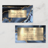 Dusty Blue and Gold Foil Agate Business Card Visitenkarte (Vorne/Hinten)