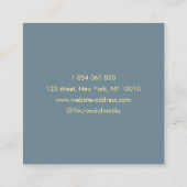 Dusty Blue and Gold Lotus Blume Yoga Lehrer Quadratische Visitenkarte (Rückseite)