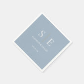 Dusty Blue and Gold Monogram Wedding Serviette (Ecke)