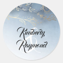 Dusty Blue and Gold Watercolor Wedding