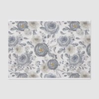 Dusty Blue and Grau Watercolor Floral Pattern