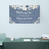 Dusty Blue and Gray Floral Botanical Wedding Banner (Messeveranstaltung)