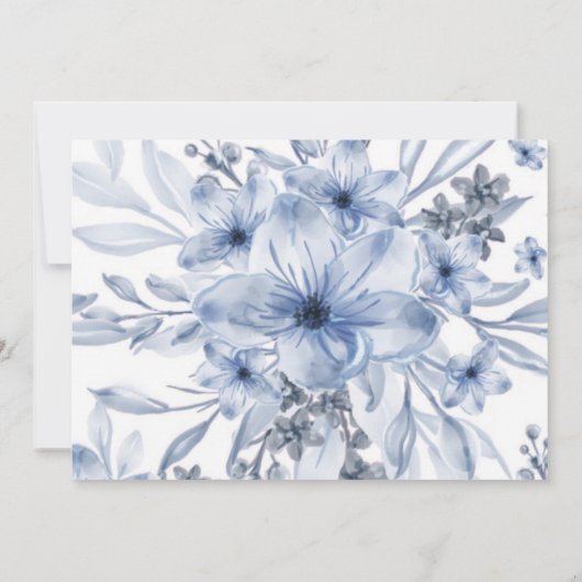 Dusty Blue and Gray Peony Engagement Party Einladung (Rückseite)