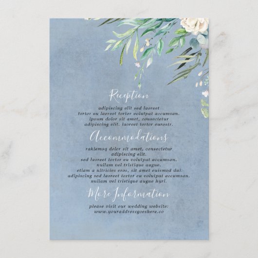 Dusty Blue and Greenerity Wedding Information Gues Begleitkarte (Vorderseite)