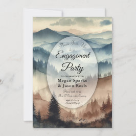 Dusty Blue and Mocha Brown Mountains Engagement Einladung