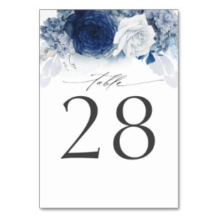 Dusty Blue and Navy Blue Wedding Tischnummer Card