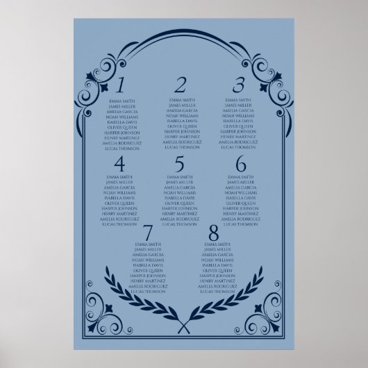 Dusty Blue and Navy Seating Chart Poster 2 of 3 (Vorne)