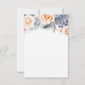 Dusty Blue and Peach Floral Wedding RSVP Card (Rückseite)