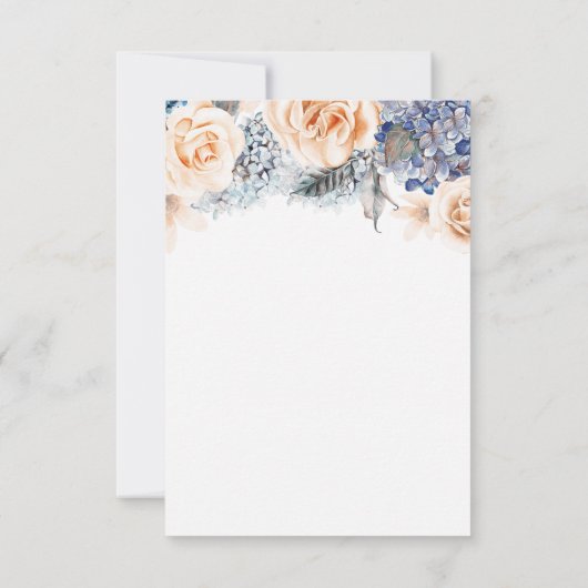 Dusty Blue and Peach Floral Wedding RSVP Card (Rückseite)
